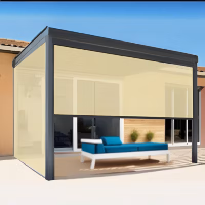 Store Screen NEOIA (Taupe micro perforée – Blanc – 3,50 x 2,50m)