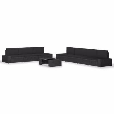 vidaXL Salon de jardin 8 pcs Résine tressée Noir