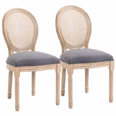 Lot de 2 chaise de bureau homcom en bois massif non pliable interieur H. 96 cm gris
