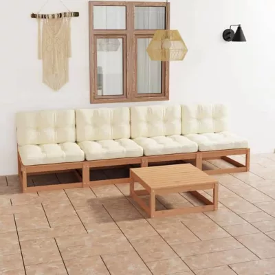 vidaXL Salon de Jardin 5 pcs avec Coussins Mobilier de Patio Ensemble de Meubles de Terrasse Meubles d&rsquo;Extérieur Mobilier de 30763