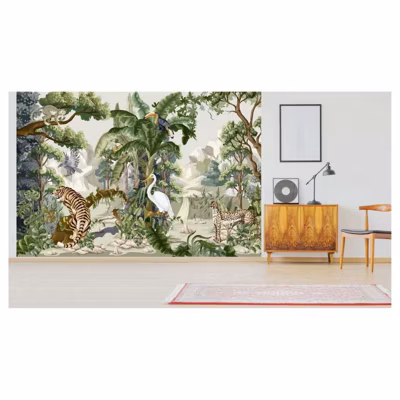 Papier peint intissé ANIMALIUM jungle 400 x 270 cm (LxH) – Tapisserie murale panoramique XXL, Made in France par Scenolia