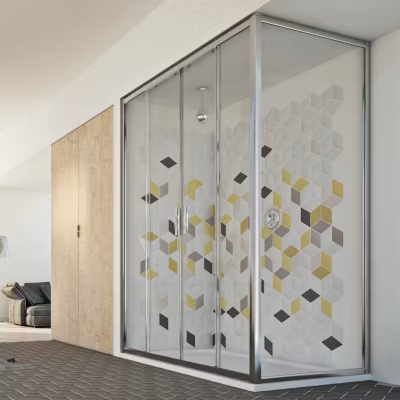 Cabine douche 70×130 H198 CM mod. Young Duo 2 Portes Transparent