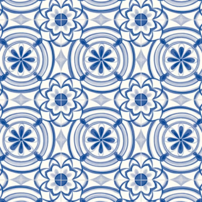 Sol Vinyle Textile carreaux Andalousie bleu – Rouleau de 3m x 19m