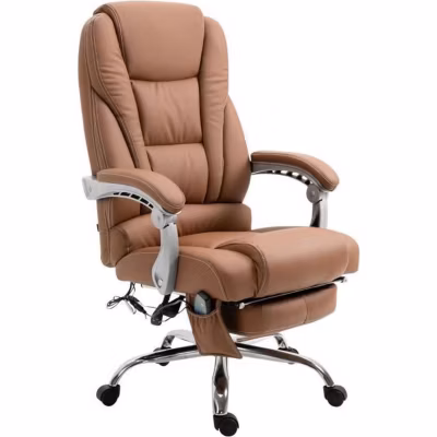 Fauteuil de Bureau Pacific en Similicuir avec Fonction de Massage Pivotant Réglable – CLP – Marron clair