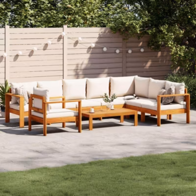 Salon de jardin modulable vidaxl bois massif 8 personnes 6 pieces
