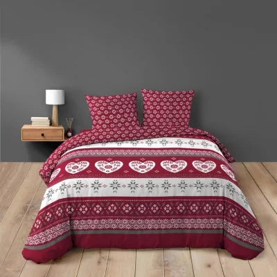 Housse de couette 260 x 240 cm coton 42 fils + 2 taies Alpage