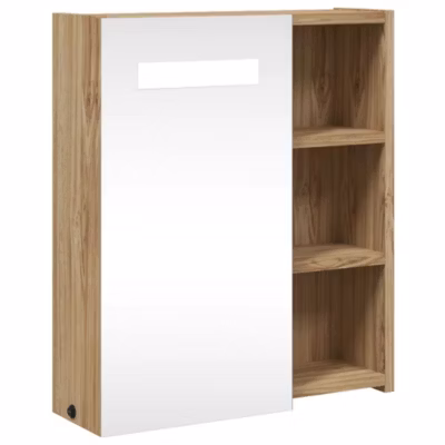 Armoire Murale à miroir LED, Armoire de Toilette, Meuble Salle de Bain chêne 45x13x52 cm