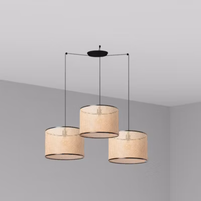 MAMBO 450 3L Lampe à suspension noire/rotin
