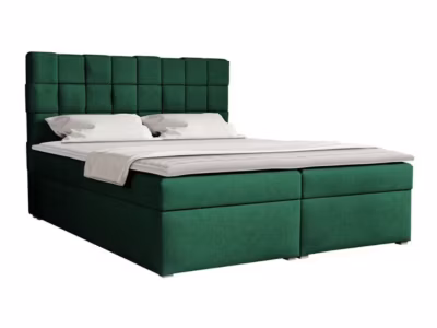 Lit continental Pomona 117, Double, Vert, Tissu, Disponible