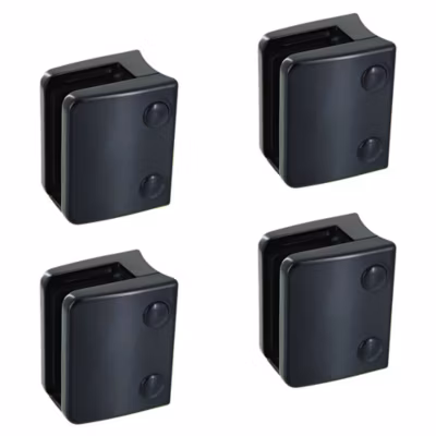 4 x Pince à verre pour tube diam. 48,3 modèle 04 – Ep. verre 10 mm – Zamak noir RAL 9005