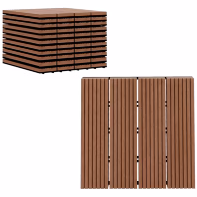 Lot de 11 dalles de jardin piscine 30 x 30 x 2,2 cm – clipsables, antidérapantes – HDPE effet bois