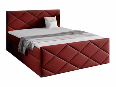 Lit continental Baltimore 155, Double, Rouge, Tissu, Disponible