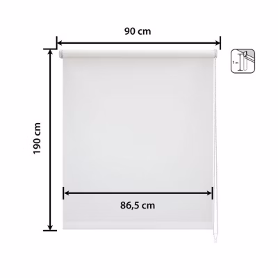 Store Enrouleur Occultant Blackout – Easydeco – Blanc – 90 x 190 cm
