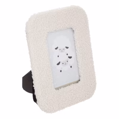 Cadre photo en bouclette 10x15cm blanc – Atmosphera