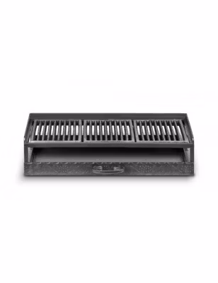 Grille de foyer en fonte avec bac à cendres 52x31x12 cm