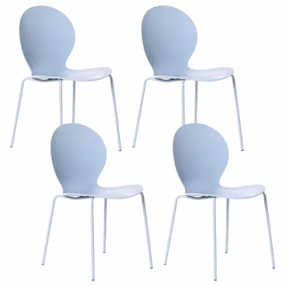 Lot de 4 chaises de jardin MILOS Empilable Bleu clair
