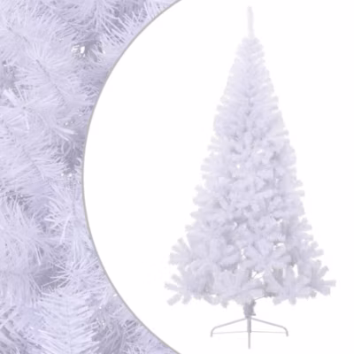 Sapin de Noël artificiel moitié avec support blanc 240 cm PVC vidaXL