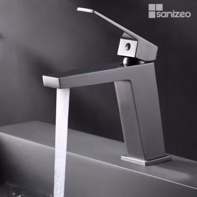Mitigeur de Lavabo Anti-Calcaire Bec Bas Black Gun Métal IMEX ART BDAR025-1BGM