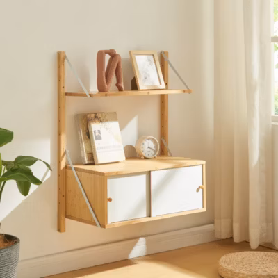 Étagère murale Tingvoll bambou 85 x 65 x 34 cm naturel en.casa