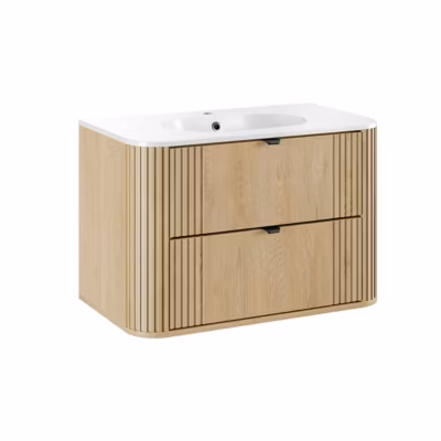 Meuble simple vasque encastree 80cm Mila Bois