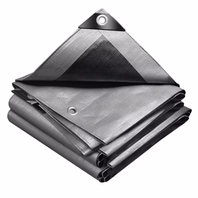 Bâche de Protection en Polyéthylène resistant et impermeable 240g/m² gris et noir 4x6m VOUNOT