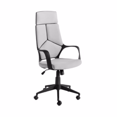 Fauteuil de bureau pivotante en tissu gris clair et pvc noir 4076 – 63x63x117 cm
