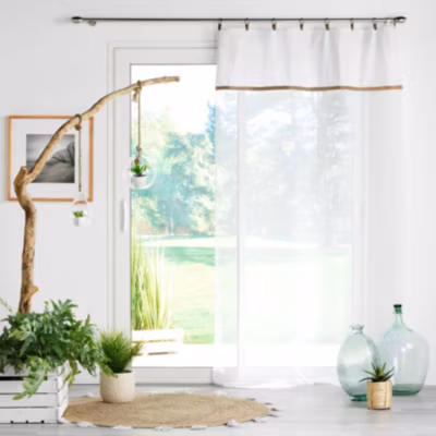 Voilage sablé esprit loft (140×240 cm – Blanc)