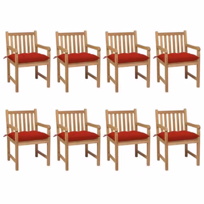 vidaXL Lot de 8 Chaises de Jardin avec Coussins, Sièges de Terrasse, Chaises de Salle à Manger, Meubles de Patio Extérieur, 307307