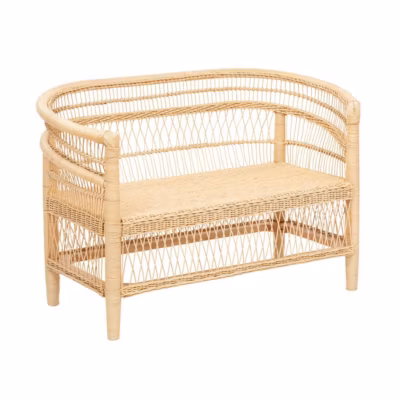 Banquette Malevio en rotin & acajou 125x65cm beige – Atmosphera