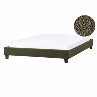 Lit sans tête de lit Bouclé ROANNE 140 x 200 cm Vert foncé
