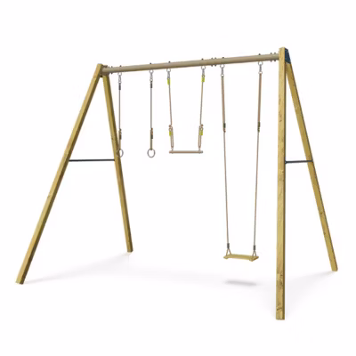 Balançoire en bois poutre métal 3 m Adulte SKYLER – 3 personnes