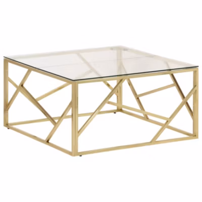 Table basse doré acier inoxydable et verre trempé vidaXL