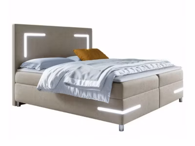 Lit continental Baltimore 173, Double, Brun clair, Tissu, Disponible