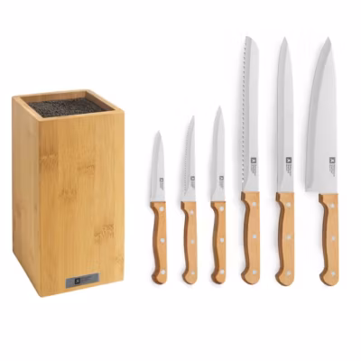Bloc en bambou avec 6 couteaux de cuisine Bois – Artisan Bois par Richardson Sheffield