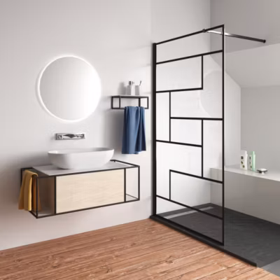 Paroi de douche à l&rsquo;italienne + 2 étagères en verre – 80 x 190cm – 8mm verre anticalcaire + barre de fixation + Receveur