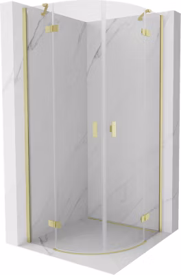 Mexen Mist cabine de douche semi-circulaire pivotante 100 x 100 cm, transparent, or brossé – 8A33-100-100-55-00