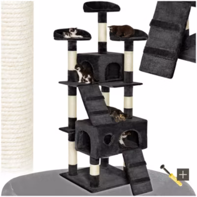 Arbre à chat 170 cm avec griffoir et plateforme d&rsquo;escalade noir