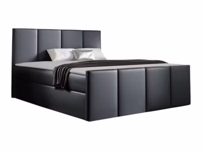 Lit continental Baltimore 154, Double, Gris, Faux cuir, Disponible