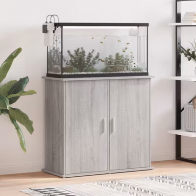 Support pour aquarium sonoma gris 81x36x73 cm bois d ingénierie