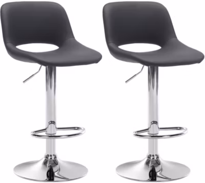 Lot de 2 tabourets de bar Camden, recouverts de similicuir Métalchromé/Noir
