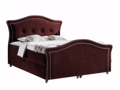 Lit continental Baltimore 136, Unique, Rouge, Tissu, Disponible