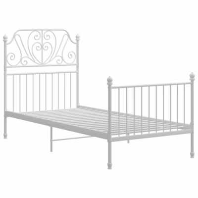 Lit simple, Lit adulte, Cadre de lit sans matelas blanc métal 90×200 cm