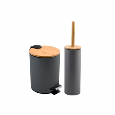 Set Poubelle à  pédale 5L  Brosse Wc ADONIS Gris Spirella