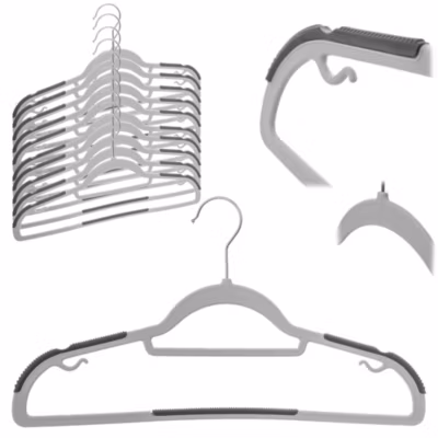 KADAX Cintre avec Surface Antidérapante pour Vêtements Gris 10 pcs