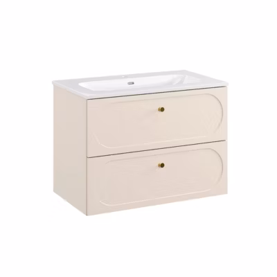 Meuble simple vasque encastree 80cm Sanae Beige sable