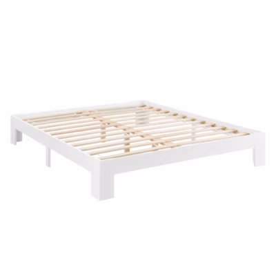 Cadre de Lit Simple en Pin 120 x 200 cm Blanc en.casa