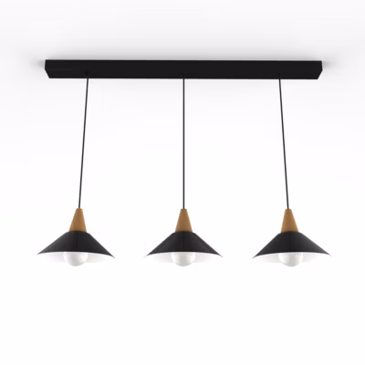 LUMICOM – Rail de suspension FUNNEL, 3X E27, max 42W, métal, Noir brillant / blanc, D.25cm L.100cm