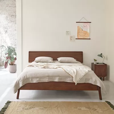 Lit en bois mindi massif 160 cm avec sommier