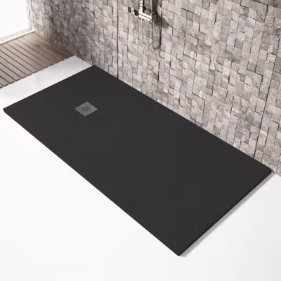 Receveur de douche 70x70cm extra plat MADISON en resine surface ardoisee noir