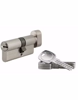 Cylindre de serrure à bouton, 30Bx40mm, nickel, 5 clés réversibles – SP